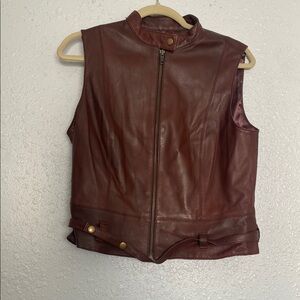 CAbi - Brown Leather Vest Medium